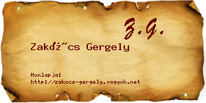 Zakócs Gergely névjegykártya